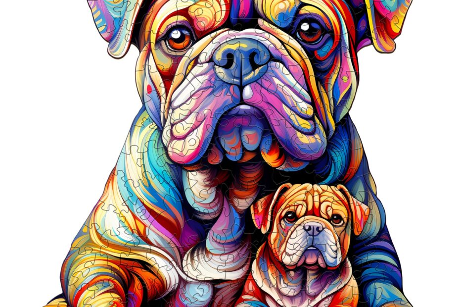 Puslespil i træ – Bulldog Family 2 66cfb49b984a5