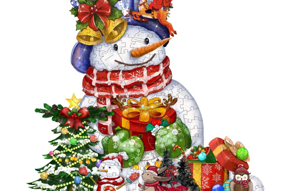 Puslespil af træ-CHRISTMAS SNOWMAN 66cfaa476ac28