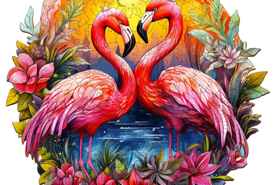 Puslespil i træ – kronet flamingo 66d2865c5ef16