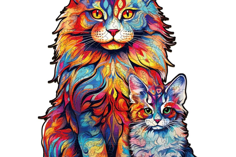 Puslespil i træ – Maine Coon-familien-2 66d22989f2283