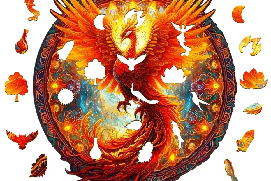 Slip den flammende majestæt løs: Samling af Phoenix Wooden Jigsaw Puzzle 66d8d46e3ffbd