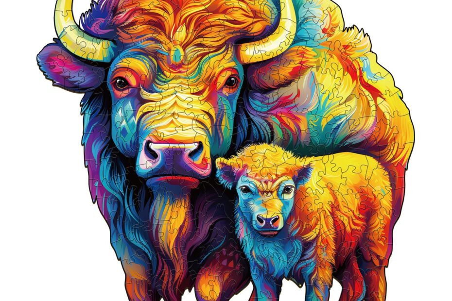 Puslespil i træ-Amerikansk bisonfamilie 66d862a799322