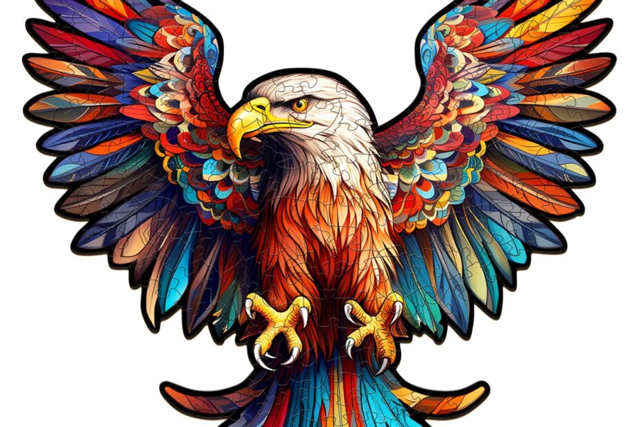 Puslespil i træ-Bald Eagle med spredte vinger 66dd610de7685