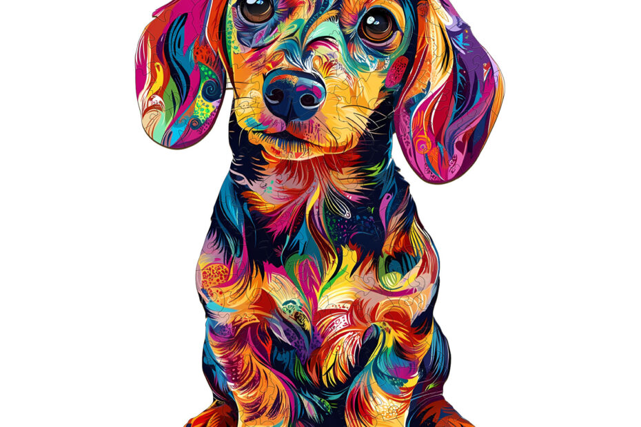 Træ puslespil-farverig gravhund 66e0b921eeeae