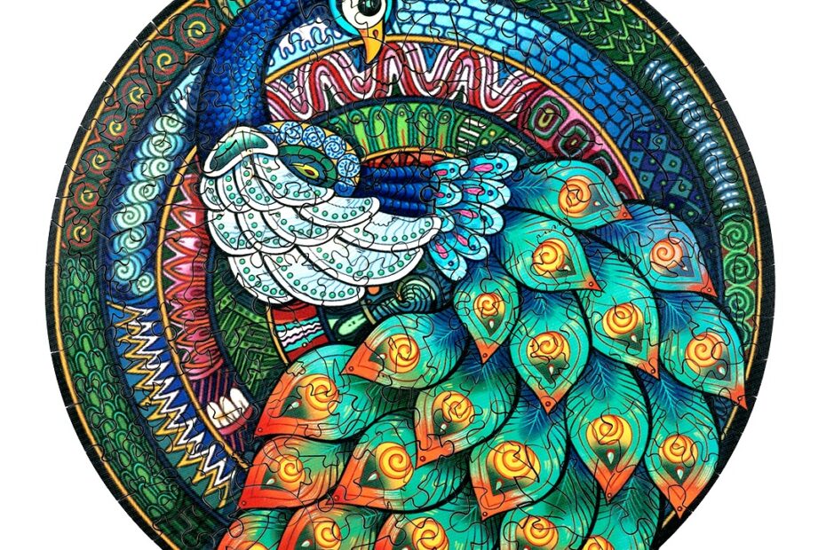 Puslespil af træ-ELEGANT PEACOCK 66ec9b46b8f25