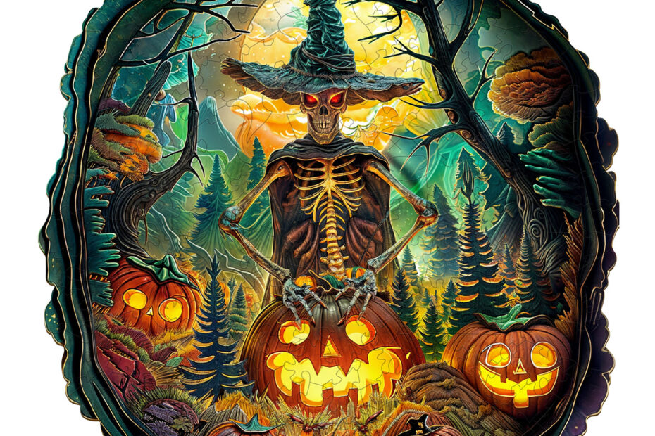 Træ puslespil-Halloween skelet 66ec48c4e26c0
