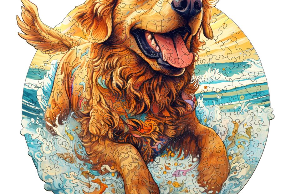 Puslespil i træ – Lykkelig golden retriever 66d4a9509e5c4