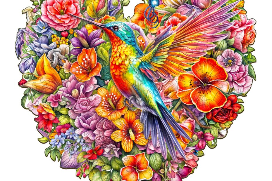 Træpuslespil – kolibri og blomst 66dca761a8b51