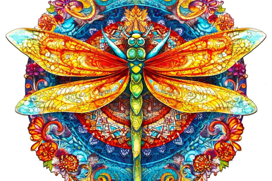 Puslespil i træ – MANDALA DRAGONFLY 66d857f8350f2