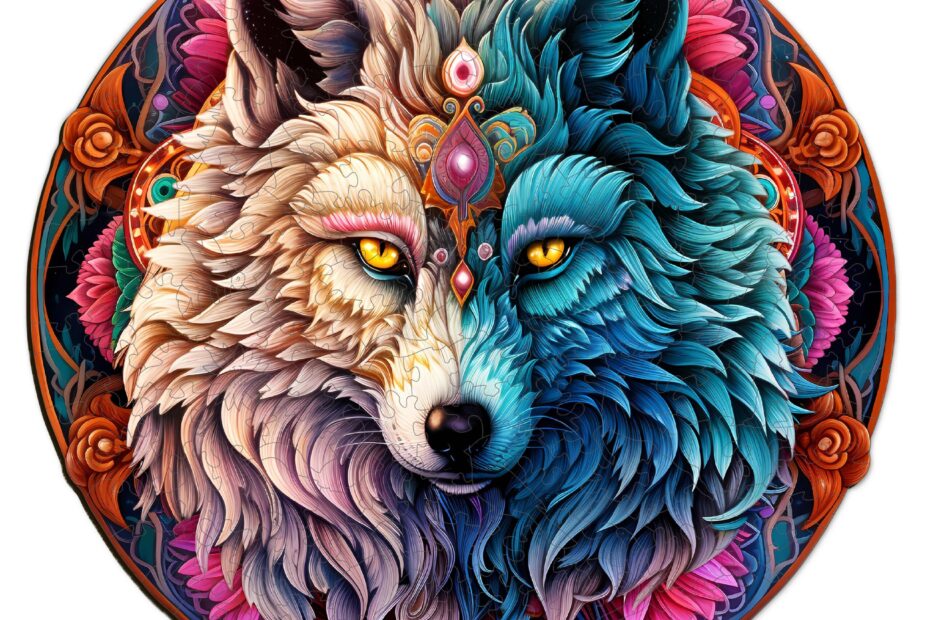 Puslespil i træ – MANDALA YIN YANG WOLF 66d9ac5cea0a6