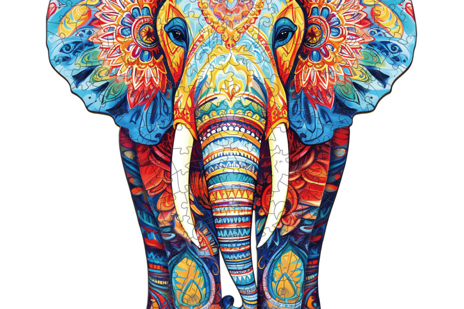 Træpuslespil – Orange elefant 66eb8f2529054