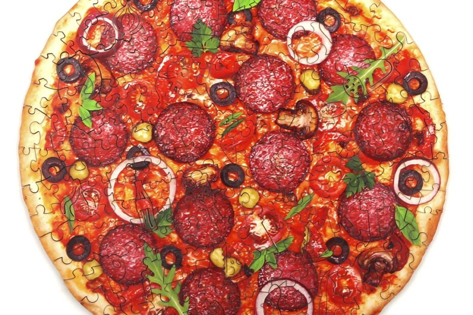 Puslespil i træ-SAUSAGE PIZZA 66daebfeed22c