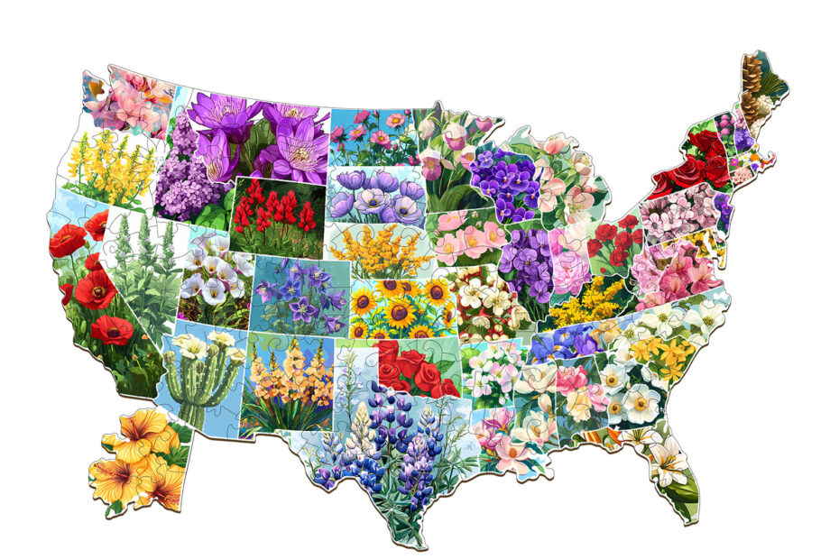 Træ puslespil-USA State Flowers 66e221ff93fa8